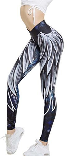 Leggings Damen, Damen Leggings Laufhose Gym Yoga Hosen Fitness Elastische Leggings Sporthosen (S, Feder Blau)