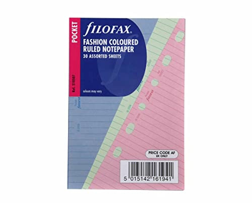 Filofax Refill Pocket 30 Sheets Ruled - Color: Fashion Colours