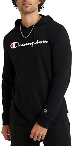 Champion Herren, Mittelschwerer, Weicher und Bequemer T-Shirt-Hoodie Jacke, Schwarze Schrift, Medium