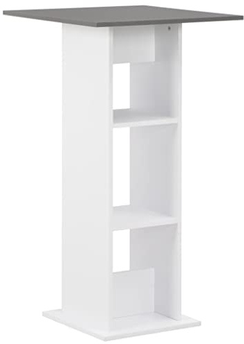 vidaXL Bar Table with Shelf Classic Modern Design Bistro Pub Bar Kitchen Coffee Dining Tall Breakfast Side End Stand White and Anthracite Grey