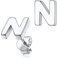 Petit Boucles d'Oreilles Lettre N Femme Argent 925 Fille Sterling Clou d Oreille Alphabet Mignon Bijoux Cadeau Mariage Noel Valentin Copine