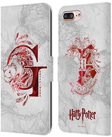 Head Case Designs Officially Licensed Harry Potter Gryffindor Aguamenti Deathly Hallows IX Leather Wallet Case Compatible With Apple iPhone 7 Plus/iPhone 8 Plus