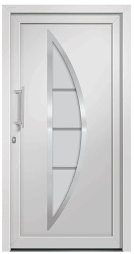 vidaXL Porta di Ingresso con Accessori Sicurezza Eleganza Entrata Casa Edifici Soglia Alluminio Rinforzi e Anima in Acciaio Bianca 108x208 cm
