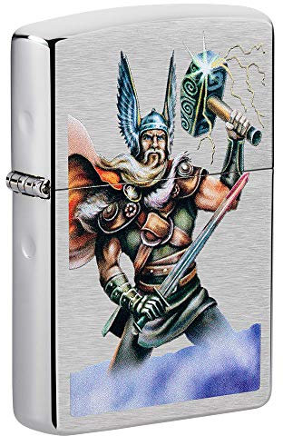 ZIPPO – Chrome Brushed - Thor Design, Color Image – gasoline Windproof lighter, refillable, in gift box
