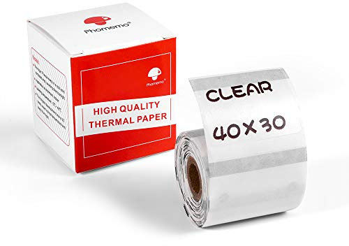 Phomemo Transparentes etikett,Multifunktionales selbstklebendes transparentes Etikett Thermoetikett, 40mm*30mm, 230 Etiketten/Rolle,Kompatibel mit Phommeo M200 M110 M120 M220 M221 Etikettendrucker