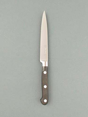 DUE BUOI Coltello FORGIATO TECNOPOLIMERO Nero Lama SEGHETTATA da Chef - Manico TECNOPOLIMERO Nero