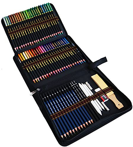 WGOT 72 Buntstifte Bleistifte Zeichnen Set, Professionelles Farbstift-Set für Erwachsene und Kinder, Inklusive Aquarellstifte, Skizzierstifte, Graphit und Kohle-Bleistifte und Zubehör