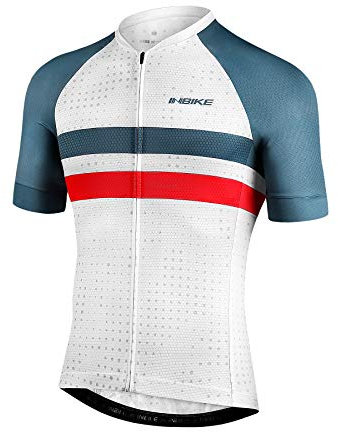 INBIKE Fahrradtrikot Herren Kurzarm Radtrikot MTB Trikot Fahrradbekleidung Fahrradshirt Mountainbike Radlershirt Schnell Trocknen Stoff für Radsport Outdoor Weiß S