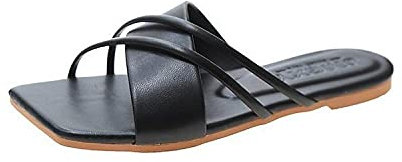 Anlemi Sommer Damen Mode Strand Schuhe,Elegante Flache Sandalen,einfache Modehausschuhe-Schwarz_38 EU,Weichem Stylische Hausschuhe Frauen