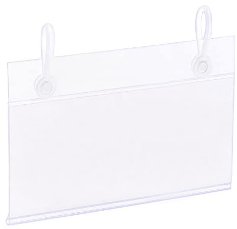 sourcing map Label Holder with Hanging Buckle 90x55mm Clear Plastic for Wire Shelf, Pack of 50