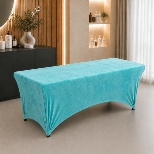 Untitled Verlängerter Liegenbezug für Massagebett | Bezug | Velours | Spannbetttuch für alle gängigen Kosmetikliegen Massageliegen Couches (Türkis, 70 x 190 cm)