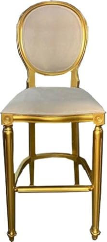 Casa Padrino Barock Barstuhl Cremefarben/Gold - Handgefertigter Antik Stil Barhocker - Barock Barmöbel
