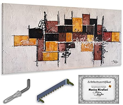 Monica Mirafiori I 100% HANDGEMALT I Gemälde Brown Arrow I 120x60cm | Gemälde Handgemalt | Acrylgemälde | Sehr Großes Acrylbild I Moderne Kunst I Kunstbilder
