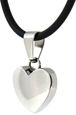 Magnet Kettenanhänger Power Herz Coracao Coeur gravierbar massiv inkl. Kette + Schmuckbeutel Magnetschmuck 4you # 5359 silber matt