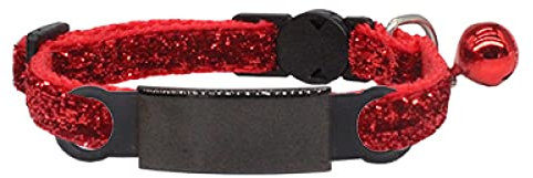 Individuell graviertes ID-Namensschild Katzenhalsband Nylon-Katzenhalsband Verstellbares Katzenhalsband Personalisiertes Katzenhalsband mit Glöckchen Katzenhalsband,rot schwarz,S