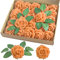 homEdge Rose artificiali, 25 pezzi, fiori artificiali in schiuma con stelo per decorazioni domestiche, bouquet di nozze, feste, certerpiece, anniversari, arancione