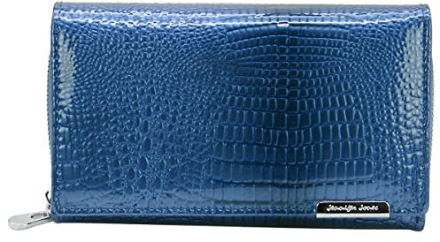 Jennifer Jones Echt-Leder Damen Geldbörse - Modische Croco Glanz Optik - RFID