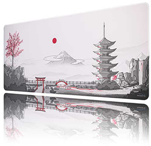PhaseByte Pagoda Falls Extended Gaming Mouse Pad - Non-Slip Large Mouse Mat with Stitched Edges, Smooth Micro-Fiber Computer Desk Mat, Hand Washable Gaming Mousepad, 35.4x15.7x0.16 (900x400x4mm)