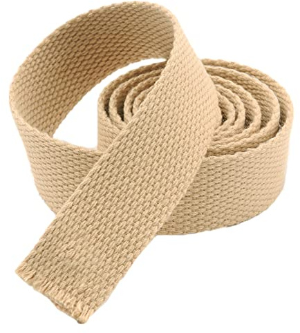Vävrem – bomullsband tejp ryggsäck bagage band utomhus gör-det-själv hantverk, Khaki, 38MM x 10Yards