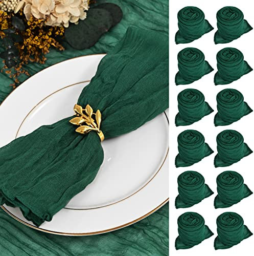 30 Stück Mullservietten 50 cm, Gaze-Käsetuch Vintage-Boho-Stoffservietten, Großpackung für Partys, Hochzeiten, Empfänge, Brautpartys, Tischdekorationen – Smaragdgrün