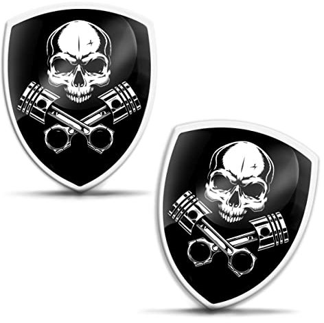 SkinoEu 2 x 3D Gel Autocollants Silicone Crâne Tête de Mort Motocyclette Motard Casque Voiture Vélo Fenêtre Porte Téléphone Ordinateur Tablette KS 105