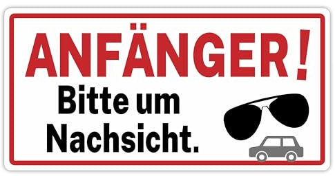 Printino® Anfänger! Auto Aufkleber - Führerschein bestanden Geschenk - Achtung Aufkleber Bitte um Nachsicht 20 x 10 cm Vorsicht Fahranfänger Autoaufkleber (Fahranfänger)