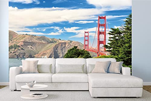 DIMEX LINE Non-Woven Photo Wallpaper Golden Bridge 375 x 250 cm - Non-Woven Wallpaper, wall Mural, wall Pictures - Wallpaper for Living Room, Bedroom, Office, Kitchen