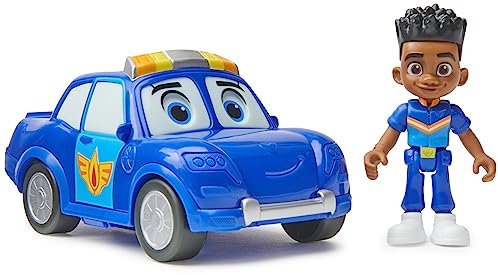 DISNEY JUNIOR - UNIDAD DE RESCATE - JAYDEN Y PISTÓN - Figura de Acción y Coche Policía de Juguete con Movimiento de Ojos Interactivo - 6067719 - Juguetes Niños 3 Años +
