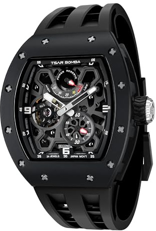 TSAR BOMBA Montre de Luxe Pour Homme Mouvement mécanique Automatique Japonais Cristal Saphir Etanche à 50M Ultra léger Fibre de Carbone Cadeau d'affaires Unique Montre analogique Lumineuse Mode
