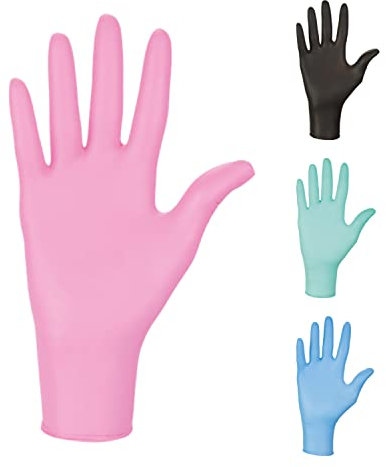 Vivezen - Lot de 5 boites de 100 gants nitrile jetables - non poudrés - Plusieurs tailles et coloris