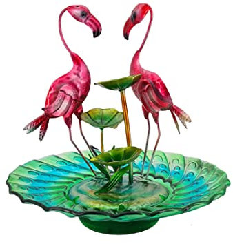 abc HOME | Zimmerbrunnen Flamingos | Glas, Metall | 40 cm H