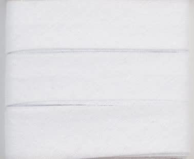 Baumwoll-Schrägbänder-Uni-ca. 20 mm Breite x 3 Meter Länge- in 28 Farben Einfassband gefalzt (Weiß)
