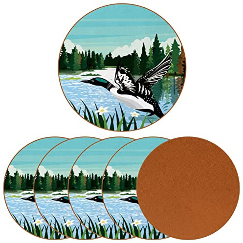 6 Stück runde Untersetzer für Getränke, Tisch, Küche, Bar, Zuhause, Schwimmen im Fluss