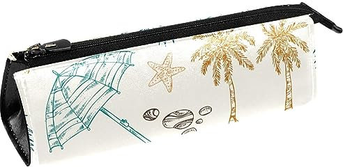 Sommer Strandkorb Sonnenschirm Kieselsteine Stift Tasche Schreibwaren Beutel Bleistift Tasche Kosmetiktasche Tasche Kompakte Reißverschlusstasche, multi, 5.5 ×6 ×20CM/2.2x2.4x7.9 in, Taschen-Organizer