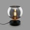 BRILONER – Nachttischlampe, Rauchglas, Kabelschalter Schreibtischlampe, Tischlampe E14 für Home Office, Leselampe, Schwarz-Holz