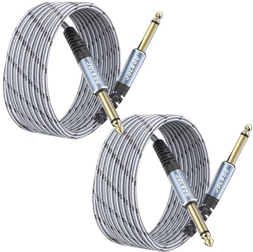JOLGOO 1/4 Zoll Gitarren-Instrumentenkabel 2 Stück, 1/4 Zoll TS Gitarrenkabel, Viertel-Zoll-Kabel, für E-Gitarre, Bass, Keyboard, Mixer, Verstärker, Lautsprecher, elektrische Mandoline, 3 m
