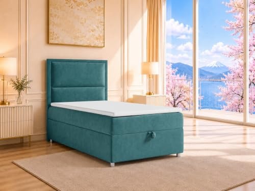 Best For Home Boxspringbett Trinity k-11 mit 7-Zonen Bonell-Federkernmatratze | Boxspringbett 90x200 | Boxsprintbett mit Matratze Und Stauraum | Polsterbett 90x200 - Lieferung bis Bordsteinkante