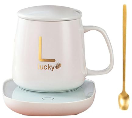 Sharplace Chauffe-Tasse à Café électrique par USB, Coffret Cadeau avec Plaque Chauffante et Tasse à café, Tasse Chauffante pour Thé, Café, Lait, Blanc