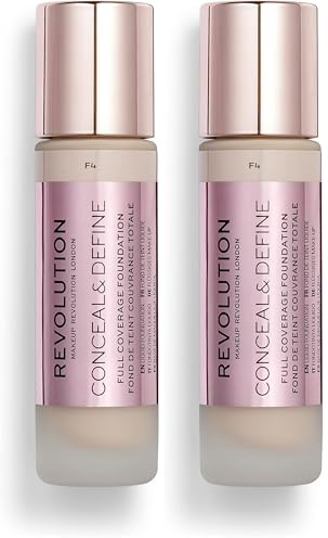 Makeup Revolution, Conceal & Define Grundierung, F4, 23ml (Packung mit 2)