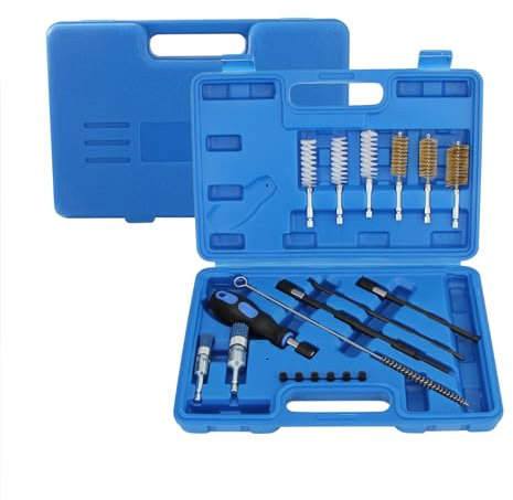 Skyplanet 19pcs Injection Nozzle Seal Tool Injector Manhole Cleaning Set,Diesel Injector Seat and Shaft Cleaner Cleaning Brush Kit