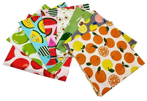 GRASKY 10 Teile/Satz 50/25CM 10/20 Zoll Obst Apfel Baumwolle Stoff Patchwork Quadrate Baumwolle Quilt Stoff Bundle Handwerk Patchwork Stoff für Mädchen
