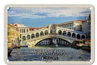 Femer Blechschild Reise Venedig Italien Rialto Brücke 18x12cm Dekoration
