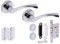 HANDLEZONE® Lobo Door Handles on Rose 3 Lever Lock Pack with 75mm Ball Bearing Hinges and 65mm Lock - Polished Chrome