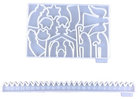 CASNO Silikonform, Adventskalender, Harzform, Weihnachts-Countdown-Kalender, Epoxid-Form für Harzguss, Urlaub, Party, Heimdekoration, DIY Handwerk