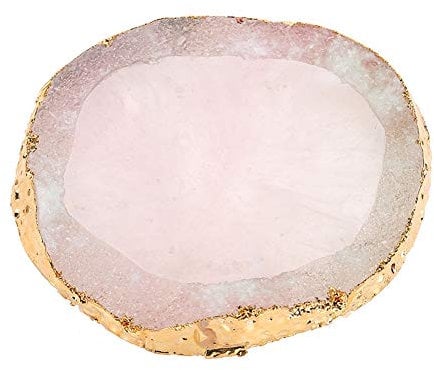 Nail Art Palette,Paint Drawing Color Dish Golden Edge Manicure Nail DIY Tool (Pink)
