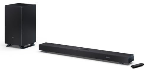 Sharp HT-SBW53121(SL) Soundbar 3.1.2 Dolby Atmos/DTS:X, subwoofer wireless, soundbar elegante e potente con altoparlanti rivolti verso l'alto, suono surround 3D. P. Maxima 550w Grigio