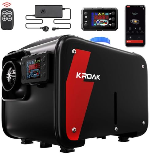 KROAK 12V/24V Diesel Standheizung, 8KW Tragbare Dieselheizung mit Bluetooth APP & Adapter für Auto LKW Boot Bus Wohnmobil
