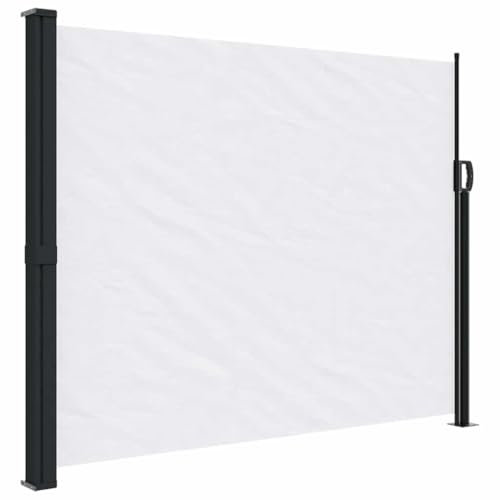 vidaXL Seitenmarkise, Sichtschutz Ausziehbar, Windschutz Sonnenschutz für Garten Balkon Terrasse, Seitenrollo Seitenwandmarkise, Weiß 160x600cm