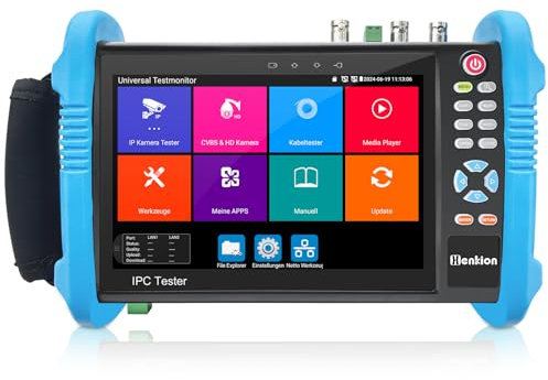 Henkion IPC-9800ADHS Pro CCTV-Kameratester 7-Zoll-IPS-Touchscreen-Monitor CCTV-Tester 8K IPC-Test und 4K 8MP HD-TVI CVI AHD SDI Kameratest IPC-Tester Netzwerk und Kabeltester POE HDMI VGA WiFi RS485