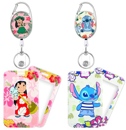 GTOTd Cartoon Monster Badge Reel Schlüsselband Ausziehbar (2Pcs) with ID Badge Holder Ausweishalter Decoartions (2Pcs) für Kartenhalter Schlüsselkarten,Cute Cartoon Geschenke für Teens